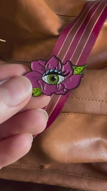 Eye-Bloom Enamel Pin, Pinback Button