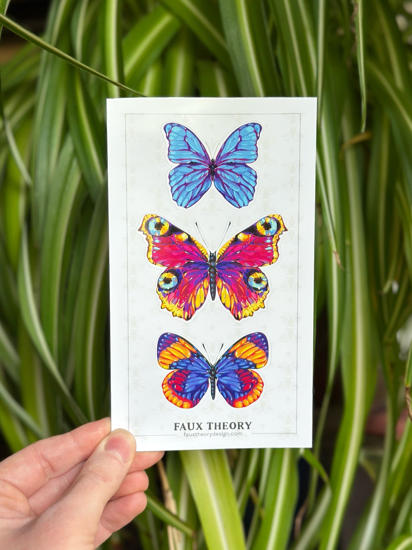 Rainbow Butterflies 4"x7" Sticker Sheet - Faux Theory Design