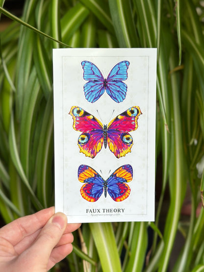Rainbow Butterflies 4"x7" Sticker Sheet - Faux Theory Design
