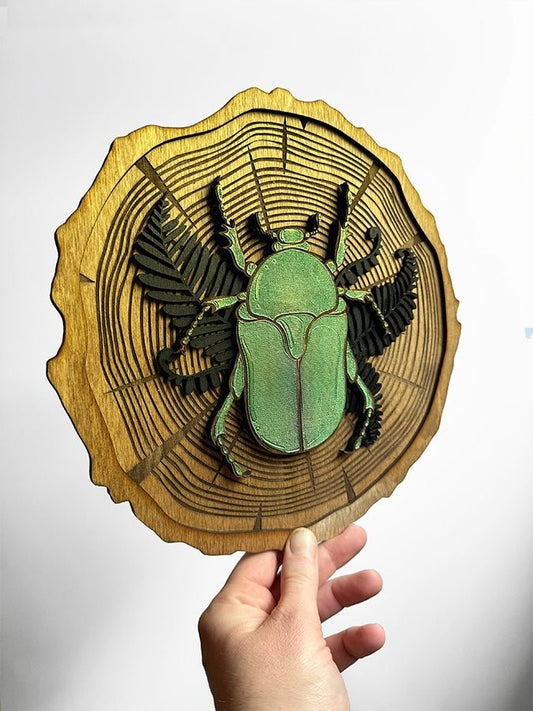 Scarab Beetle Wood Slice - Faux Theory Design