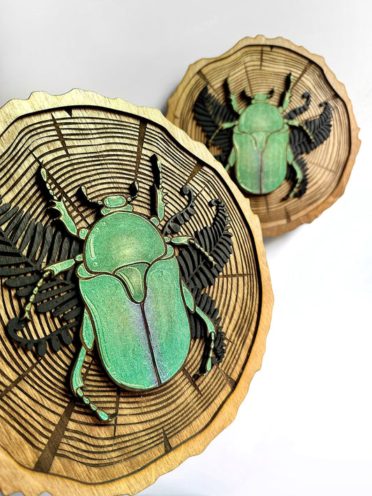 Scarab Beetle Wood Slice - Faux Theory Design