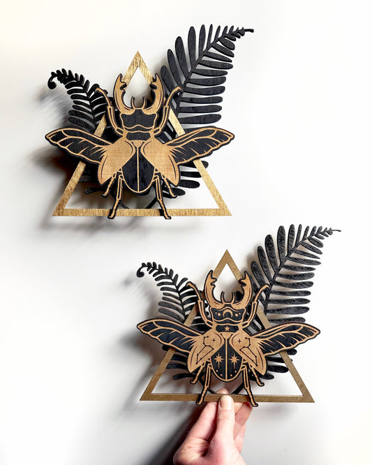 Stag Beetle with Ferns