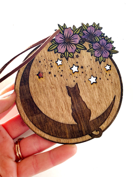 Floral Yule Cat Ornament