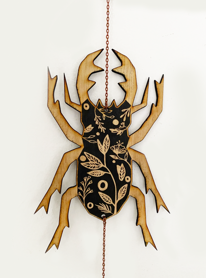 Floral Black Insect Garland - Beetle, Bee, Cicada