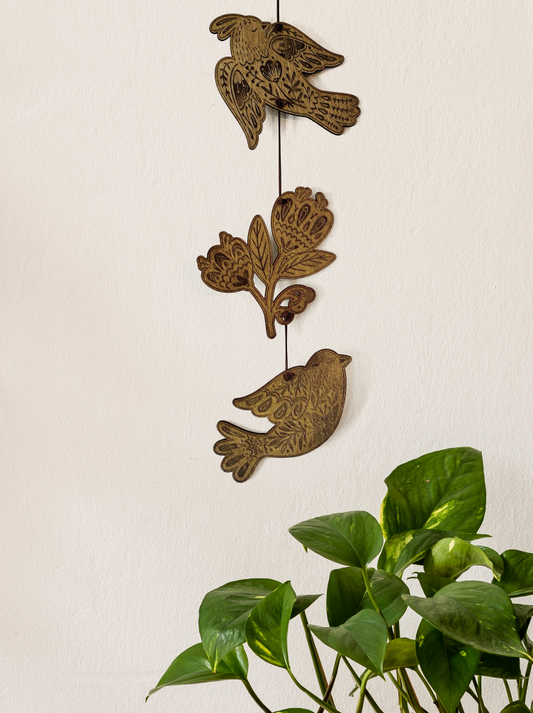 Folk Art Floral Garland, Birds and Flowers