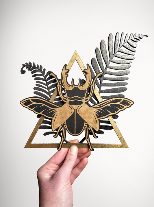 Stag Beetle with Ferns