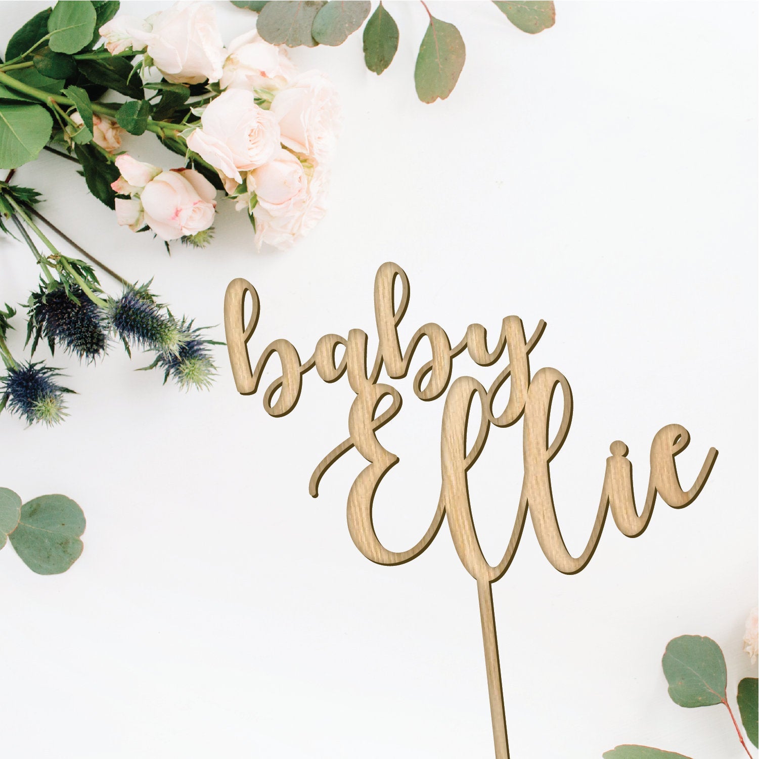 Baby Shower Name Cake Topper - Faux Theory Design