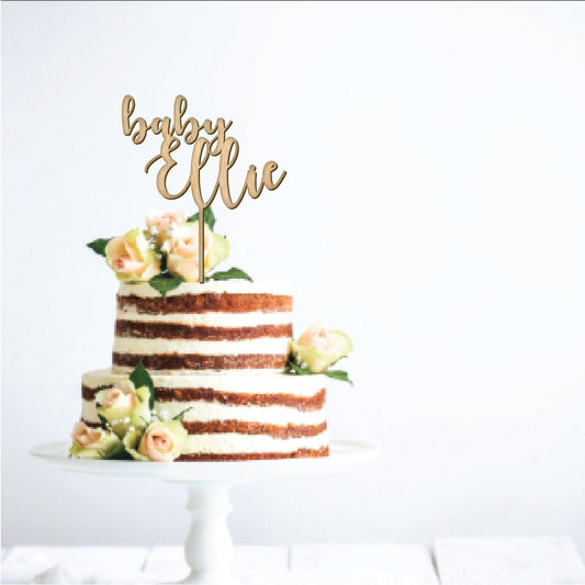 Baby Shower Name Cake Topper - Faux Theory Design