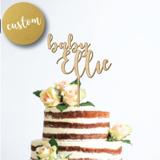 Baby Shower Name Cake Topper - Faux Theory Design