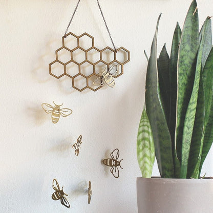 Bee Honeycomb Wall Hanging - Faux Theory Design