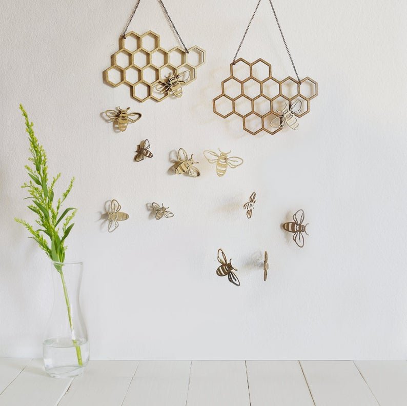 Bee Honeycomb Wall Hanging - Faux Theory Design