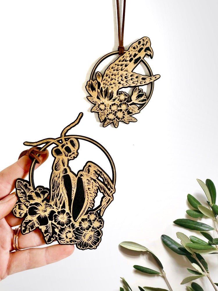 Curiosities Ornaments, Snake, Crocodile, and Praying Mantis - Faux Theory Design