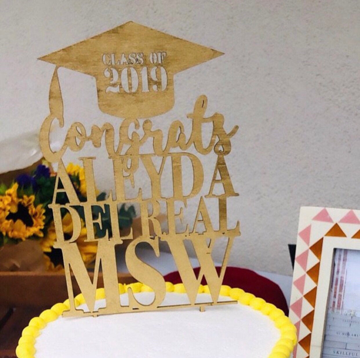 Custom Graduation Cake Topper - Faux Theory Design