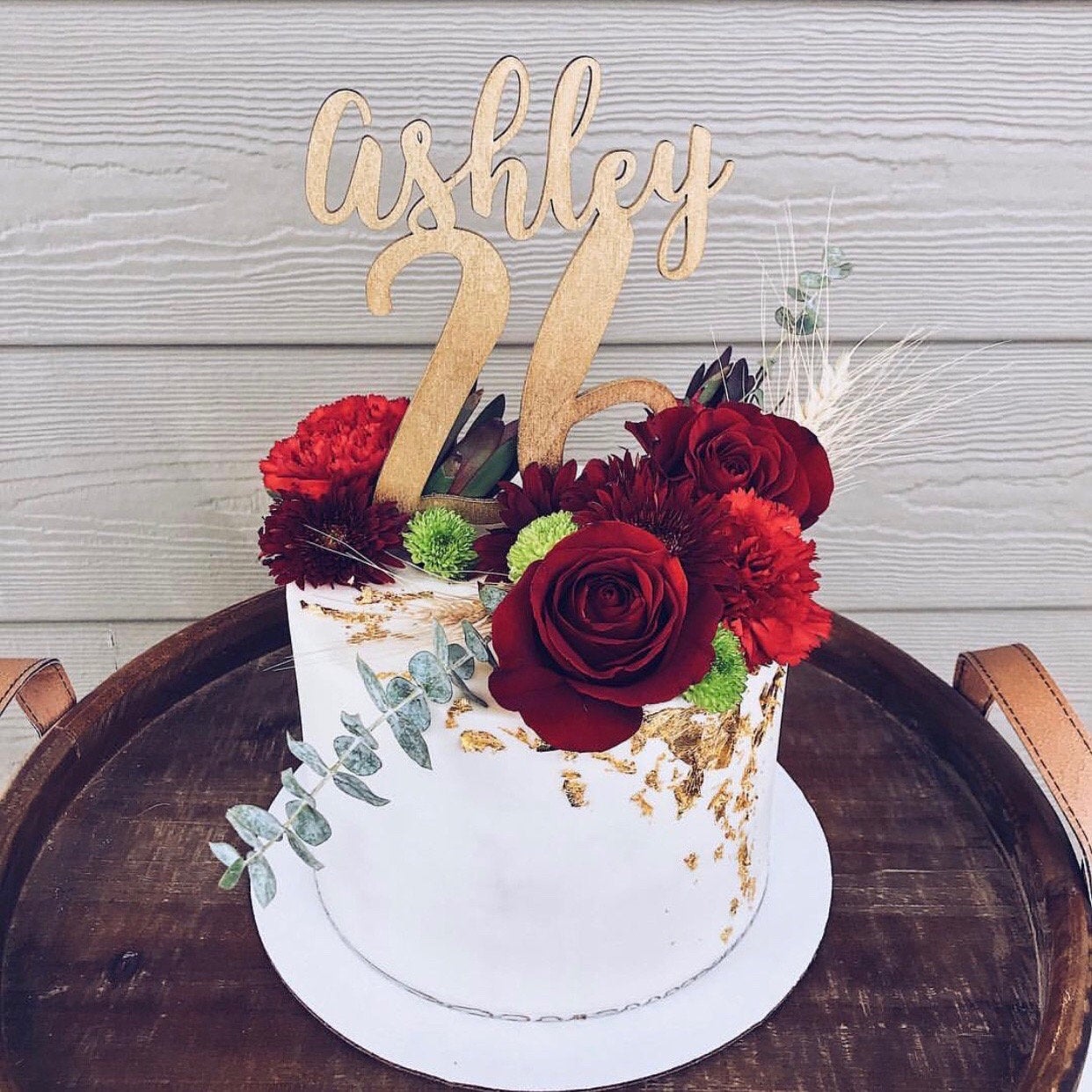 Custom Wood Cake Topper - Faux Theory Design