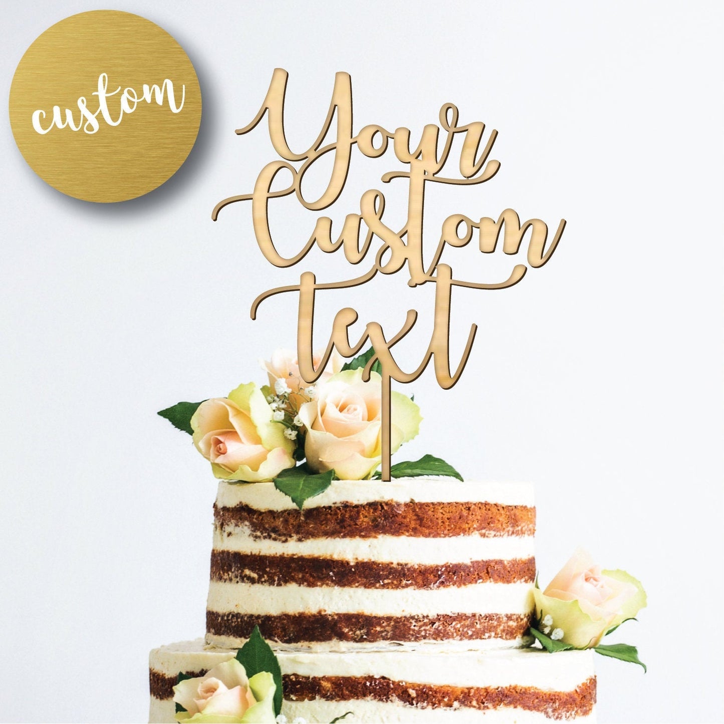 Custom Wood Cake Topper - Faux Theory Design