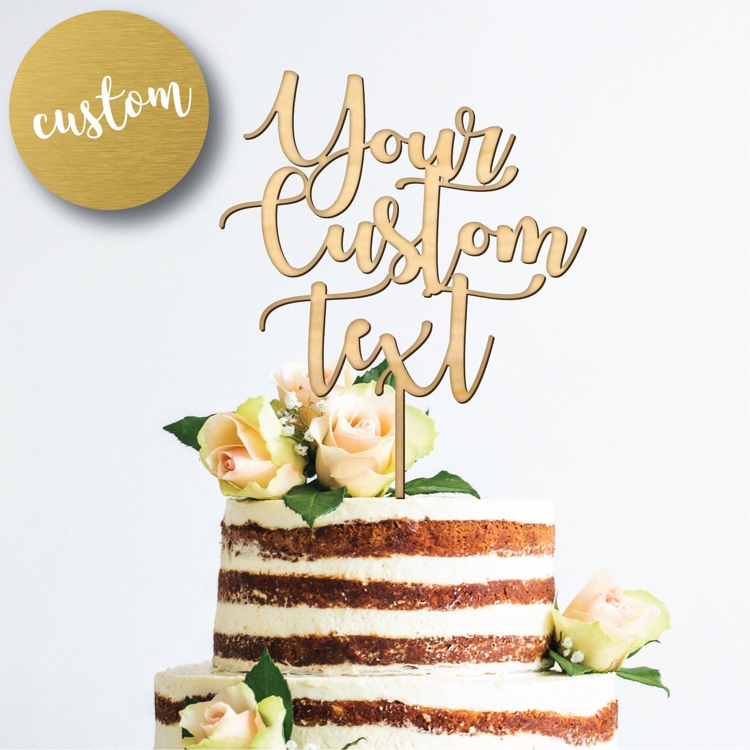 Custom Wood Cake Topper - Faux Theory Design