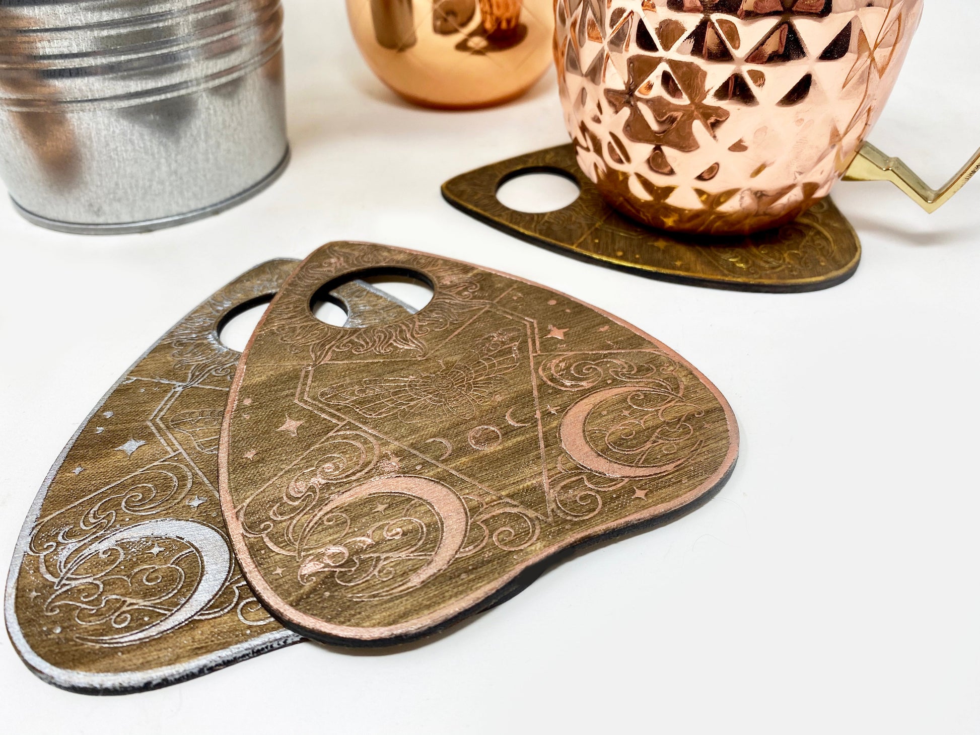 Distressed Planchette Coasters - Faux Theory Design