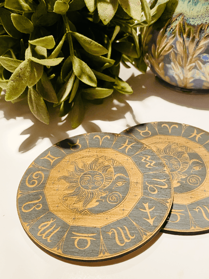 Distressed Zodiac Coasters - Faux Theory Design
