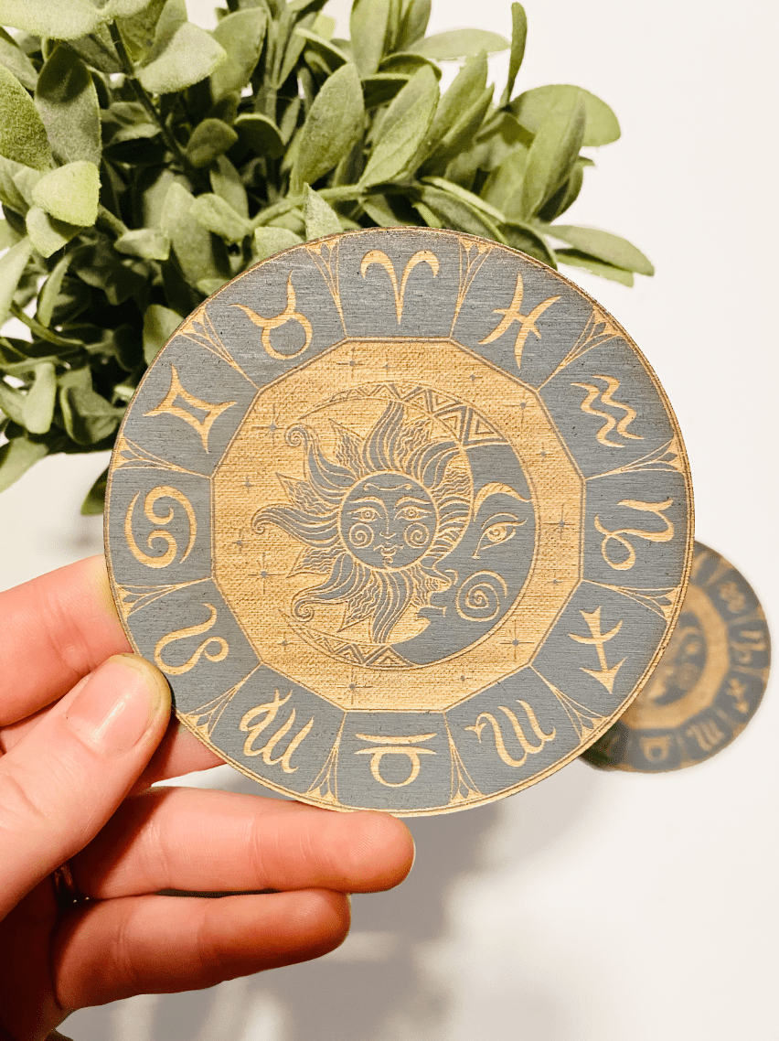 Distressed Zodiac Coasters - Faux Theory Design
