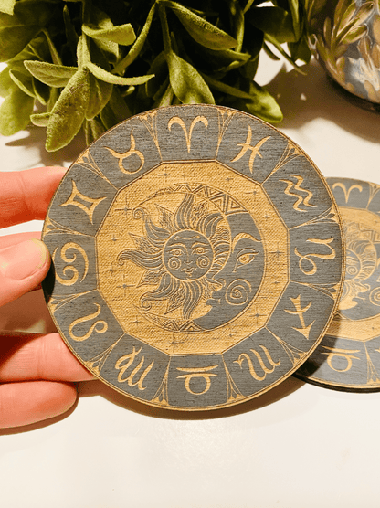 Distressed Zodiac Coasters - Faux Theory Design