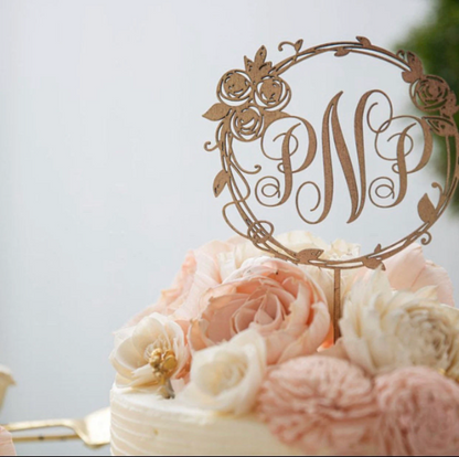 Personalized Vine Wreath Cake Topper