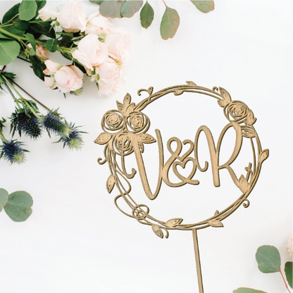 Personalized Vine Wreath Cake Topper