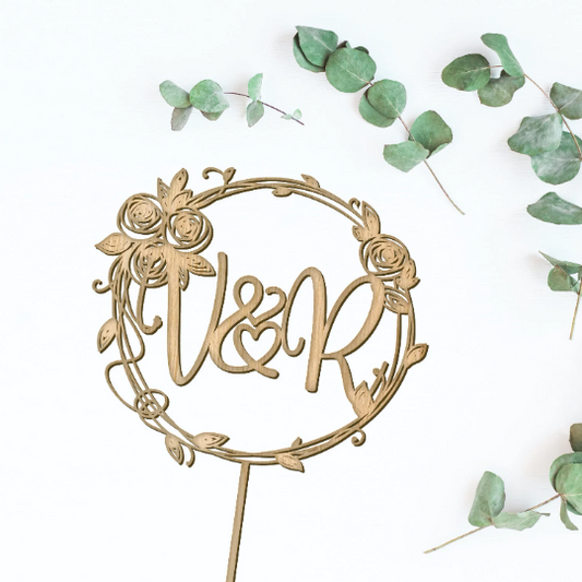 Personalized Vine Wreath Cake Topper