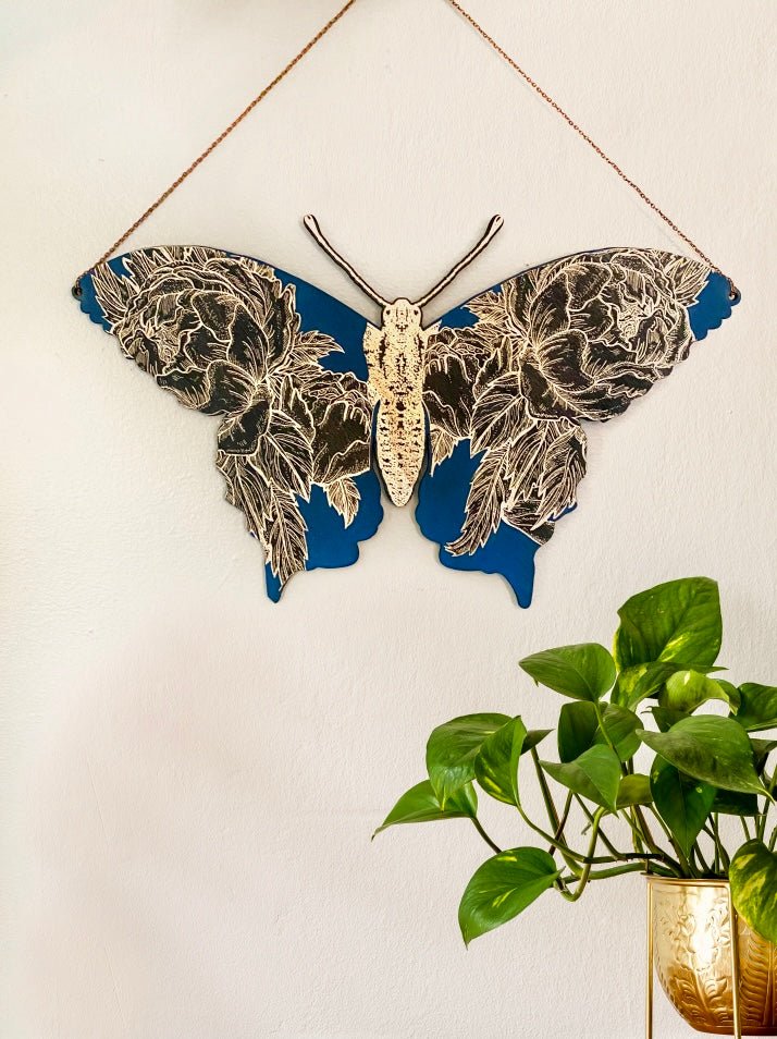 Floral Butterfly Wall Hanging - Faux Theory Design