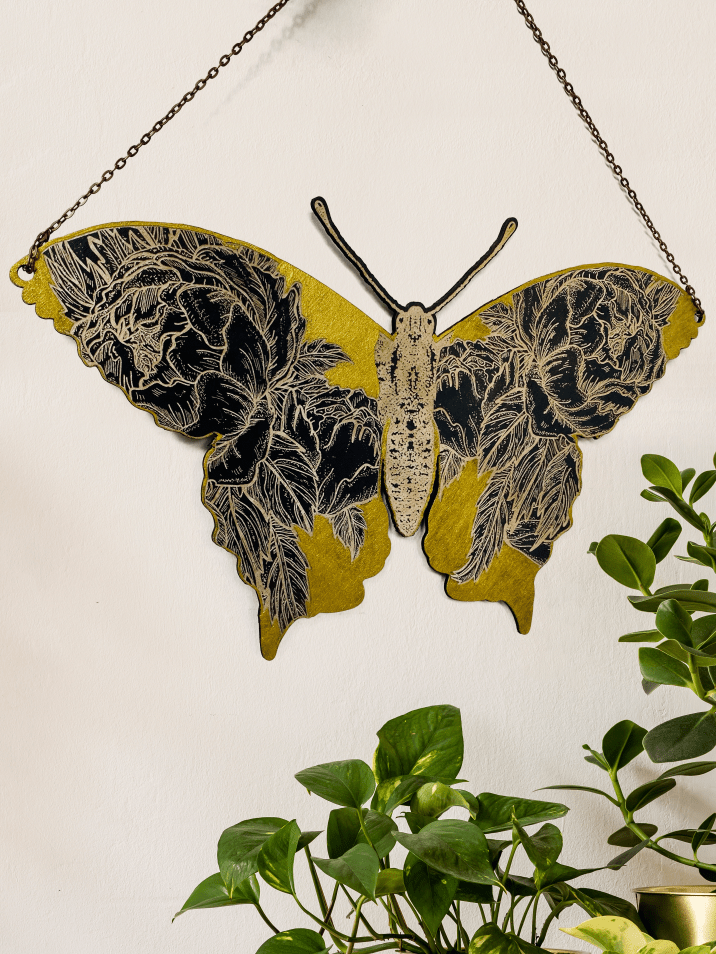 Floral Butterfly Wall Hanging - Faux Theory Design