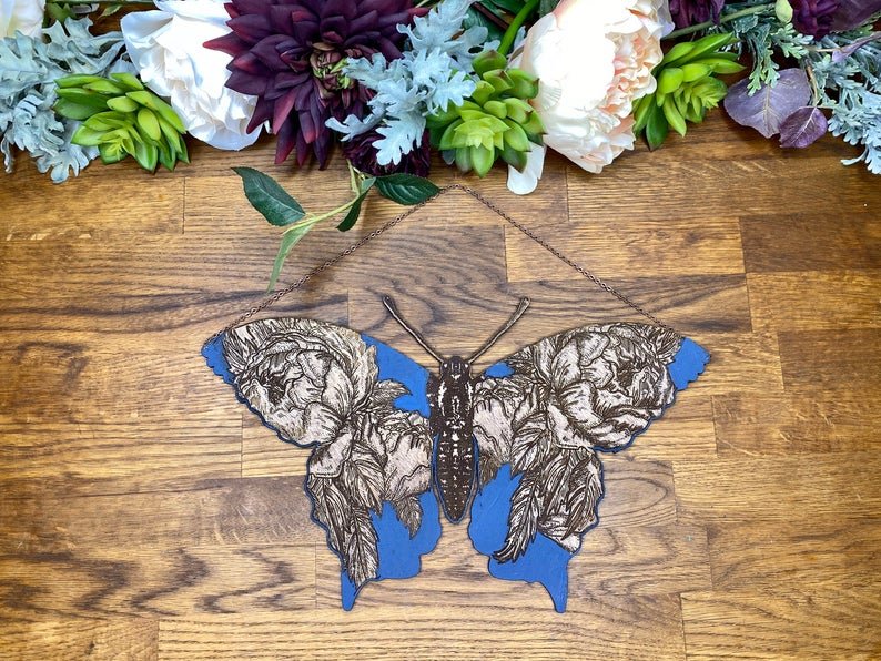 Floral Butterfly Wall Hanging - Faux Theory Design