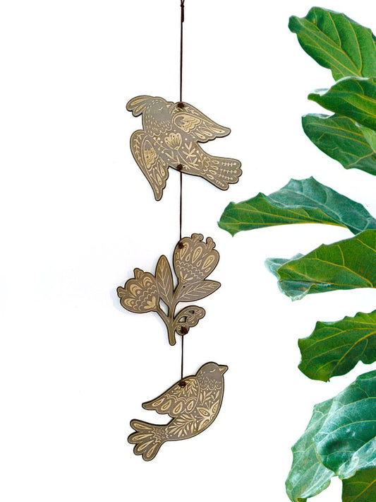 Folk Art Floral Garland, Birds and Flowers - Faux Theory Design
