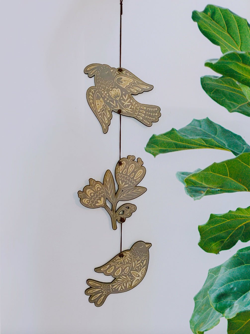 Folk Art Floral Garland, Birds and Flowers - Faux Theory Design
