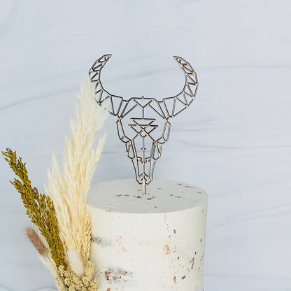 Geometric Cow Skull Cake Topper - Faux Theory Design