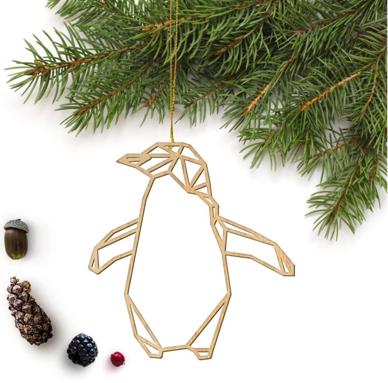 Geometric Penguin Ornament - Faux Theory Design