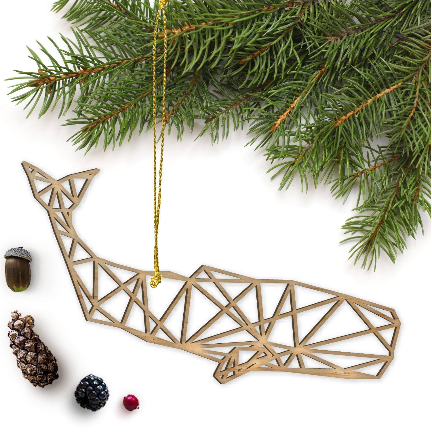 Geometric Whale Ornament - Faux Theory Design