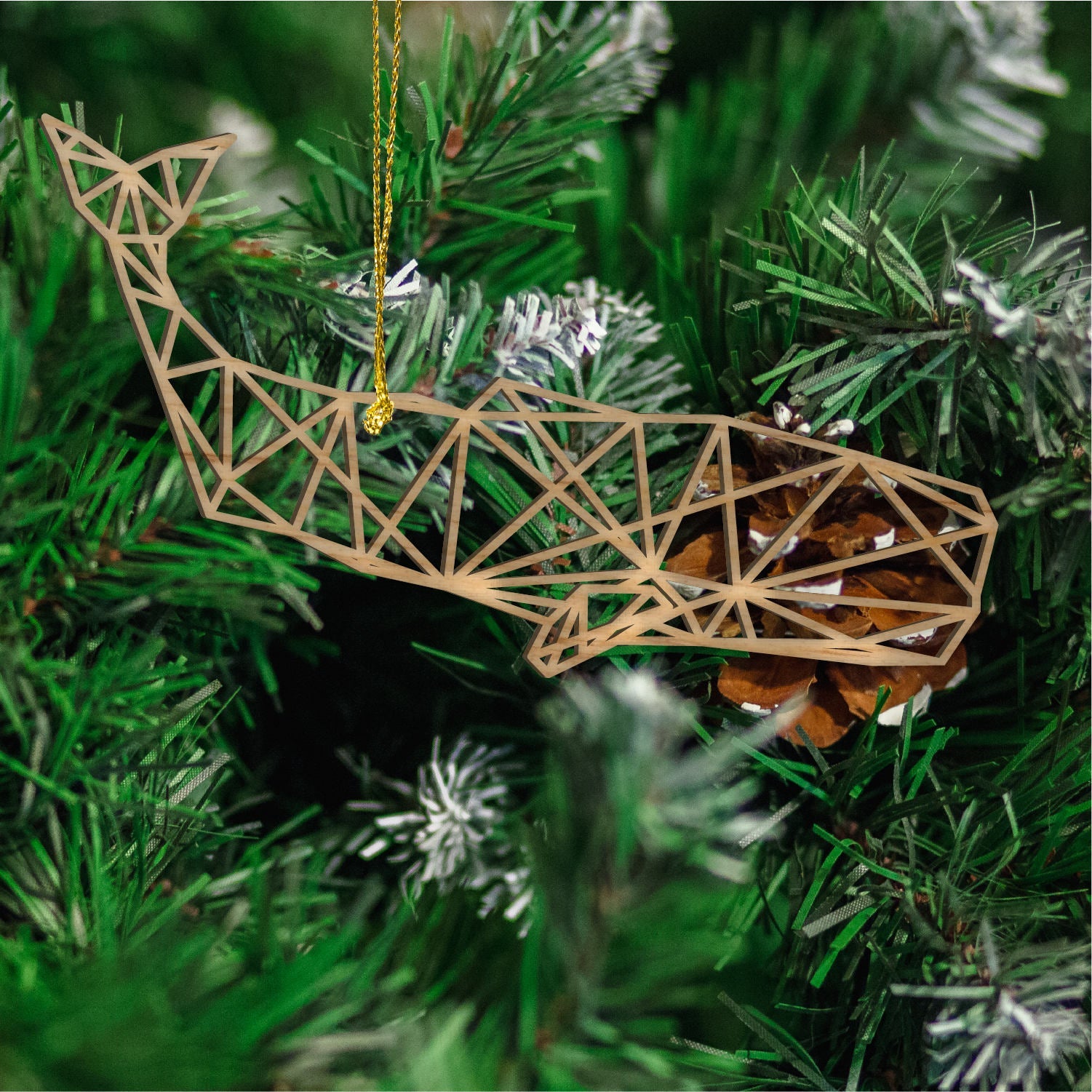 Geometric Whale Ornament - Faux Theory Design