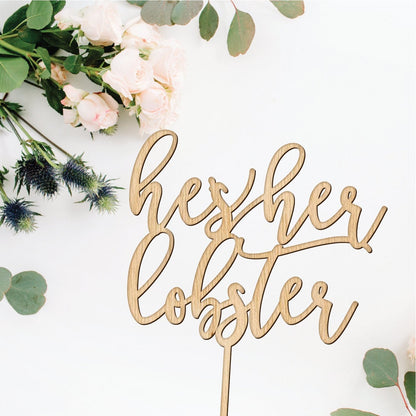 He's Her Lobster Cake Topper - Faux Theory Design