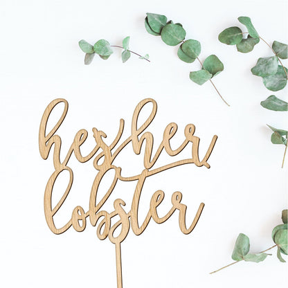 He's Her Lobster Cake Topper - Faux Theory Design