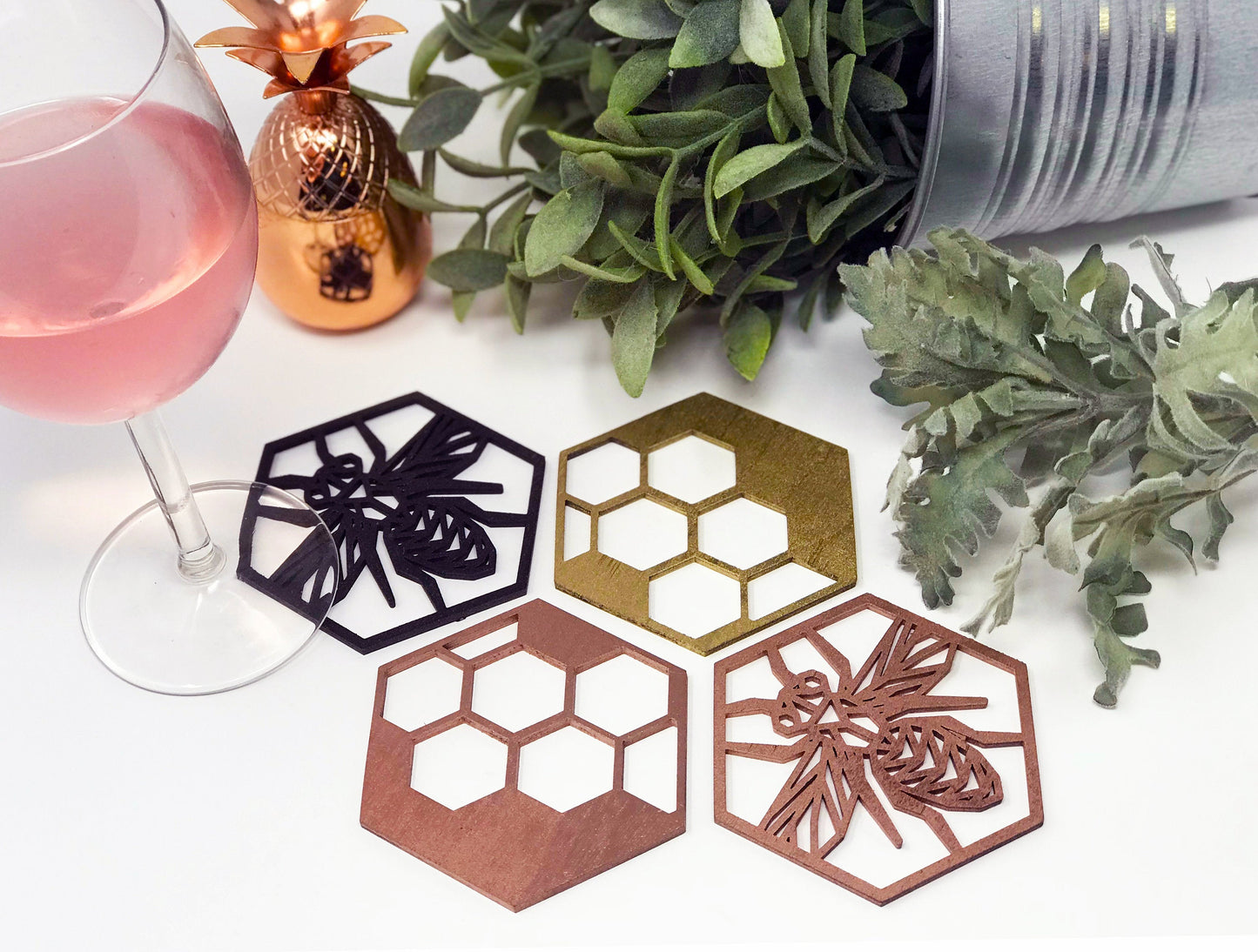 Honey Comb Bee Coasters - Faux Theory Design