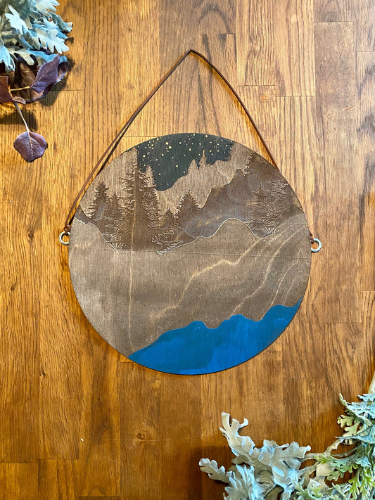 Night Sky with Blue Ocean Wall Art