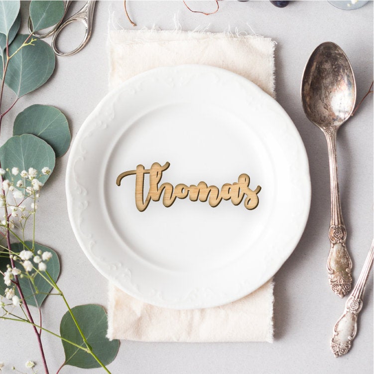 Wood Name Place Cards, Rustic Wedding Decor, Event Accessories