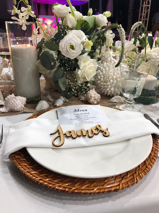 Wood Name Place Cards, Rustic Wedding Decor, Event Accessories
