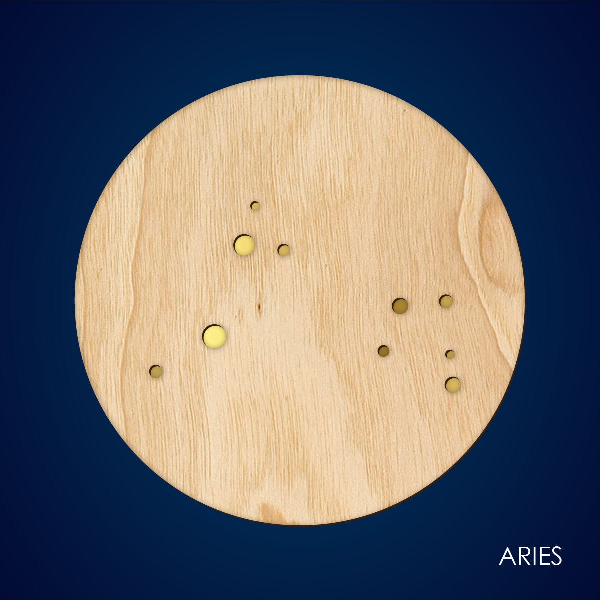 Light Wood Zodiac Wall Hanging, Gold Inlay