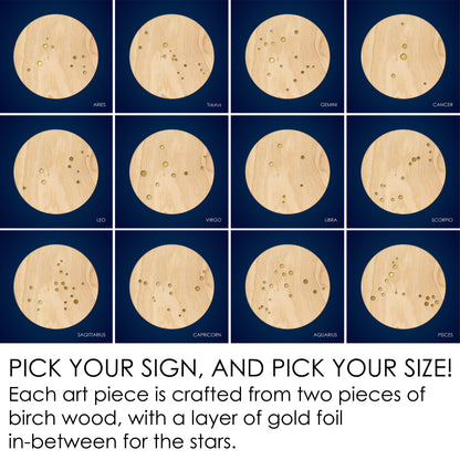 Walnut Zodiac Wall Hanging, Gold Inlay