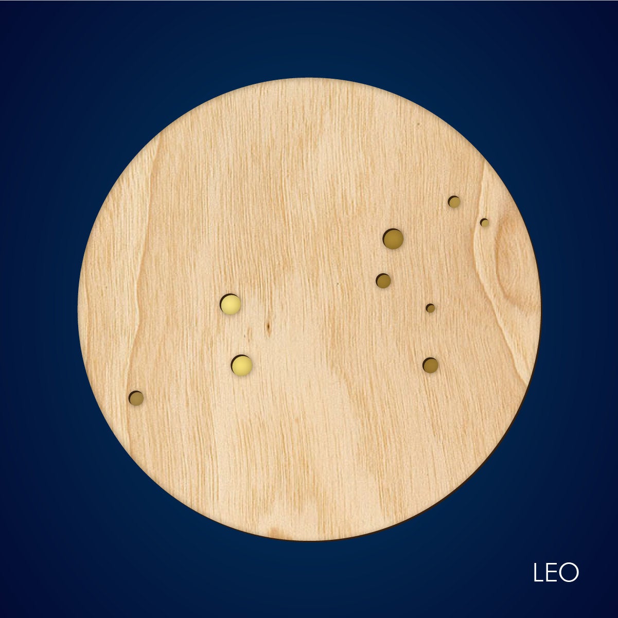 Light Wood Zodiac Wall Hanging, Gold Inlay