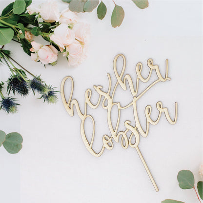 He's Her Lobster Cake Topper