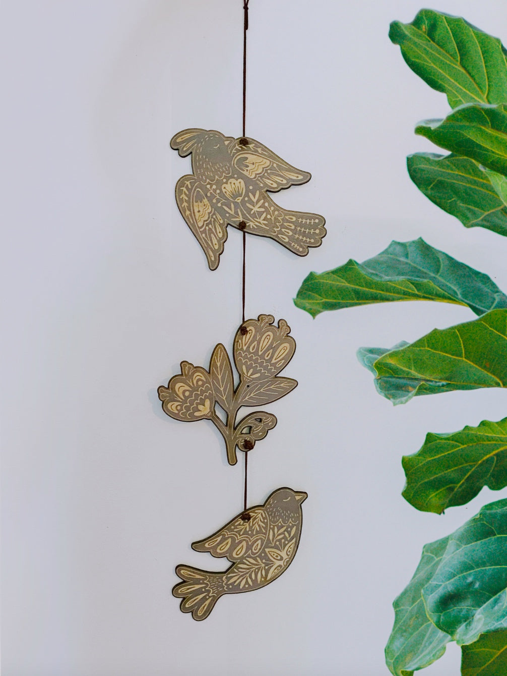 Folk Art Floral Garland, Birds and Flowers