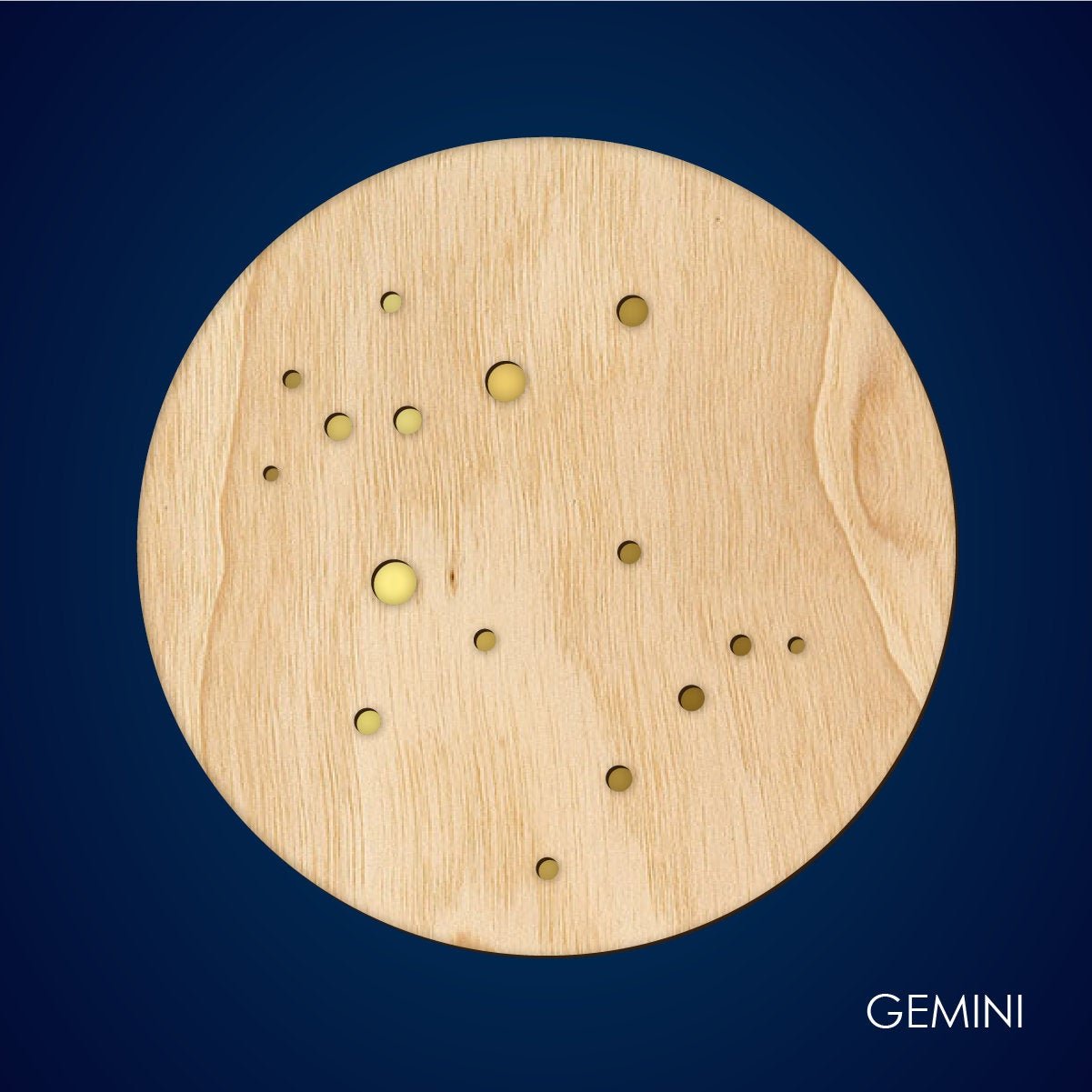 Light Wood Zodiac Wall Hanging, Gold Inlay - Faux Theory Design