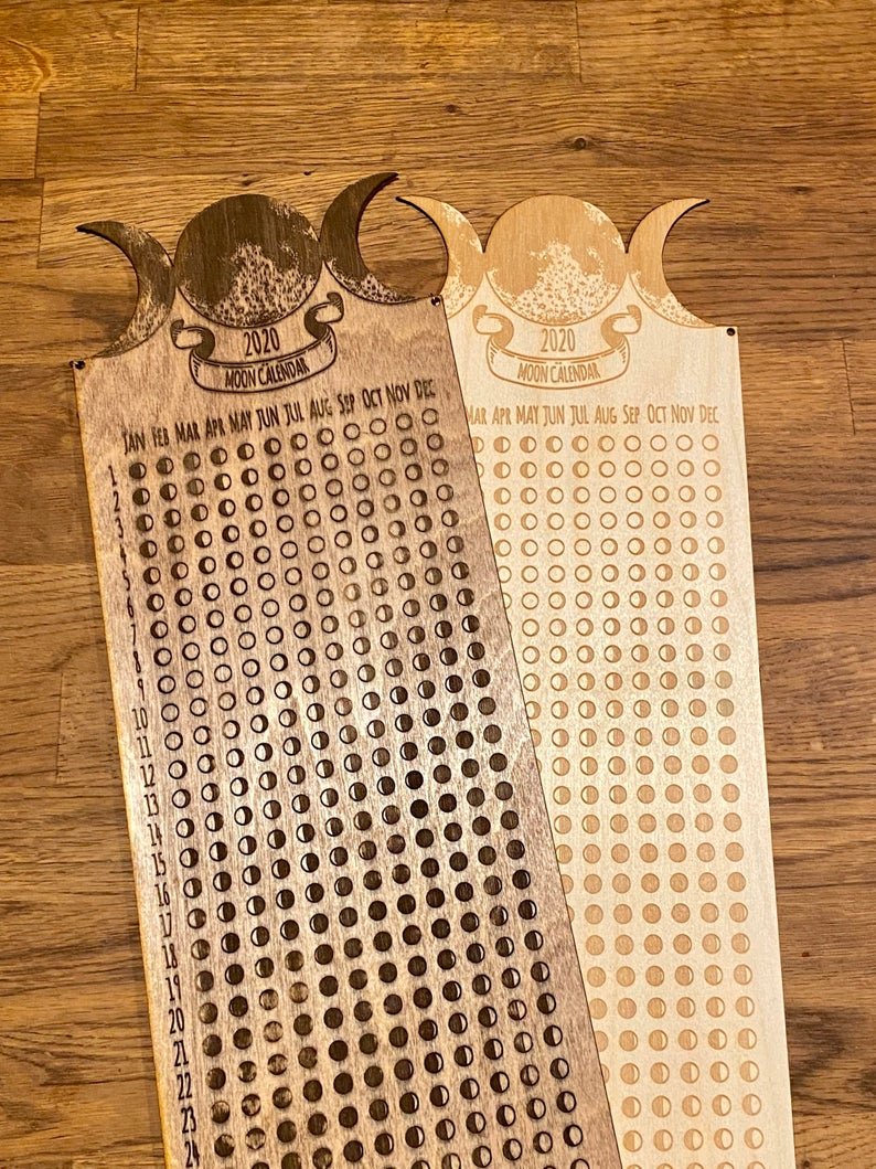 Lunar Moon Calendar, Phases of the Moon - Faux Theory Design