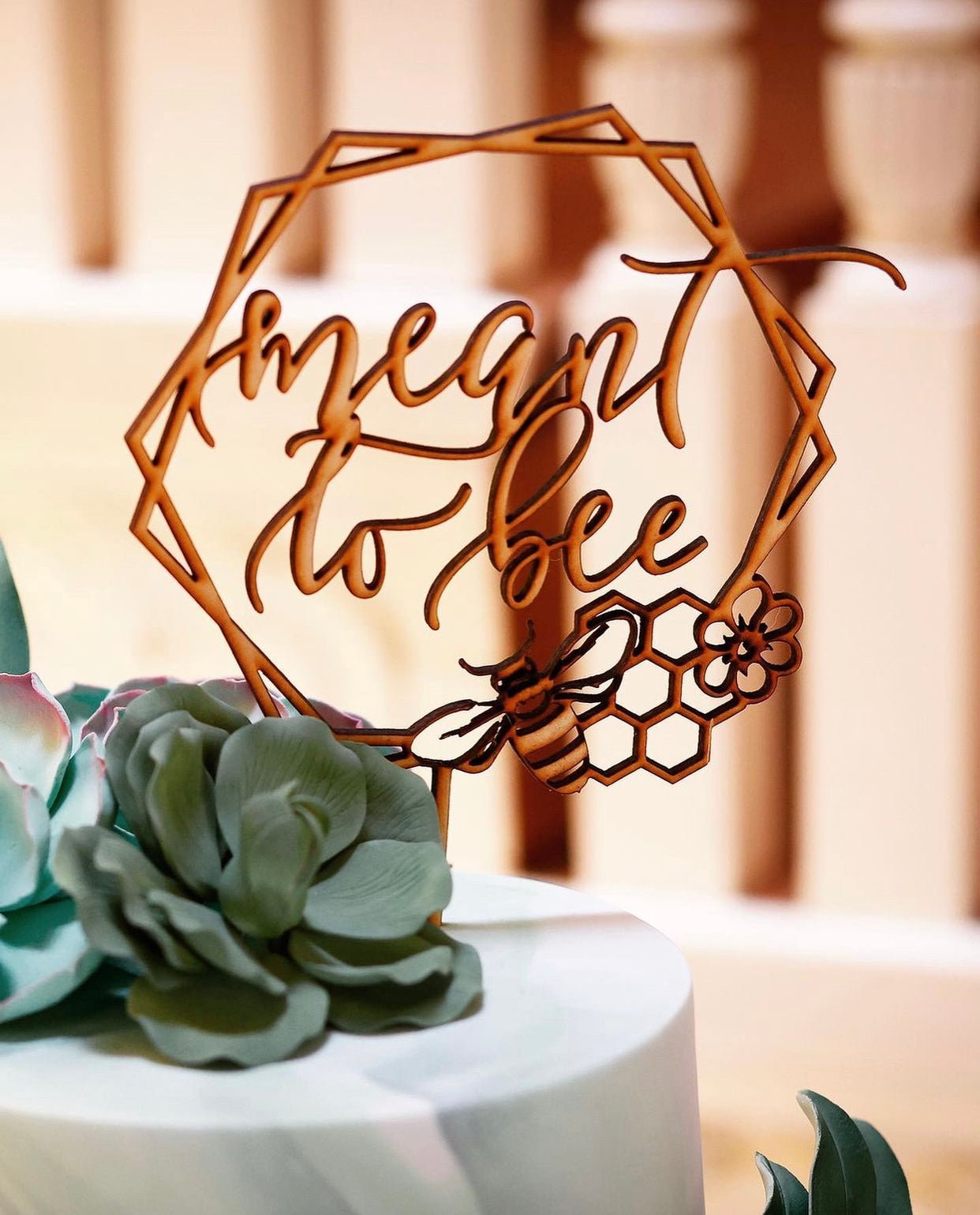 Meant to Bee Geometric Cake Topper - Faux Theory Design